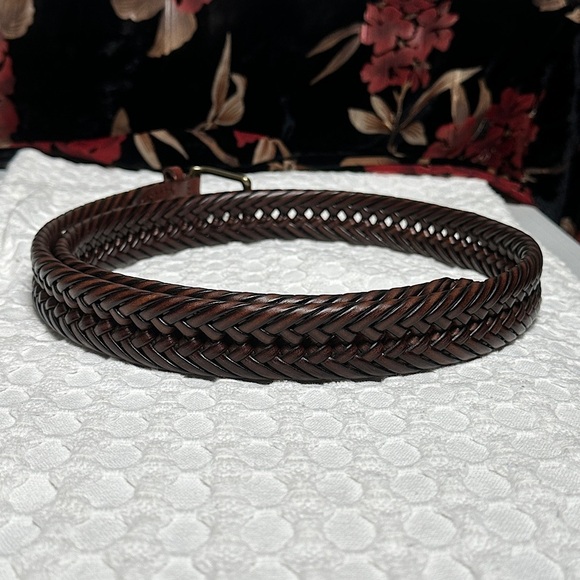 Nautica Men’s NWT Brown Leather Braided Belt Preppy Nautical Minimalist - Picture 6 of 15